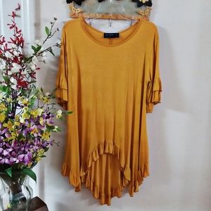 By Together Gold Tunic with Ruffles